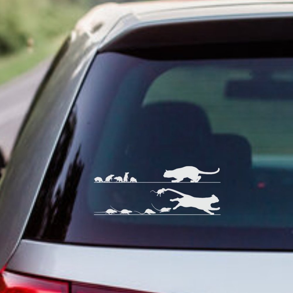 Rats Chasing Cat- Car stickers-Vinyl Decals-Cool Sticker-Funny Sticker-Laptop